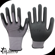 SRSAFETY 15g nylon and spandex thin foam nitrile coated working glove